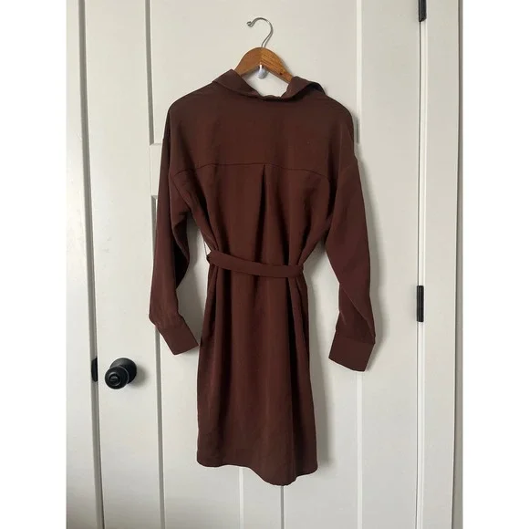 Forever 21 Women Brown Long Sleeve Button Down Belted Shirt Dress Size S Small - Picture 5 of 5